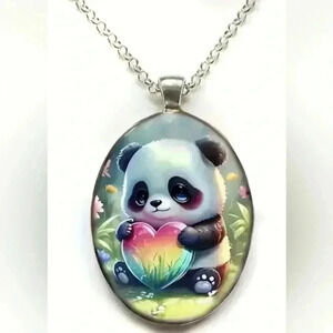 NEW Colorful Crystal Glass‎ pendant panda necklace (#808) (#G)
